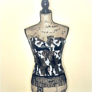 Camouflage Sequined Corset Bustier Top